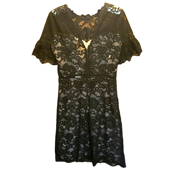 💞 Rebecca Taylor Little Black Lace Dress sz 4 - Picture 2 of 12
